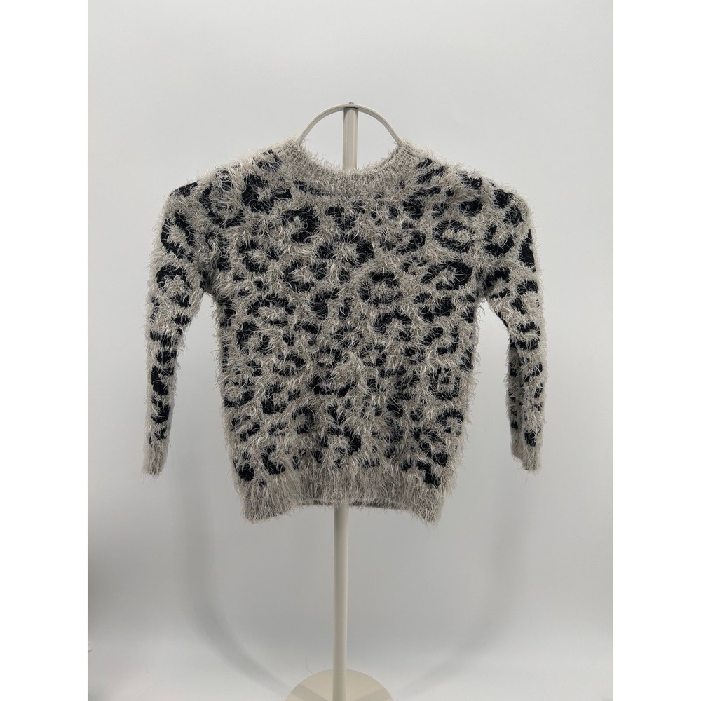 Jessica Simpson Girls Fuzzy Leopard Sweater Size XS Cozy‎ Soft Animal Print5/6